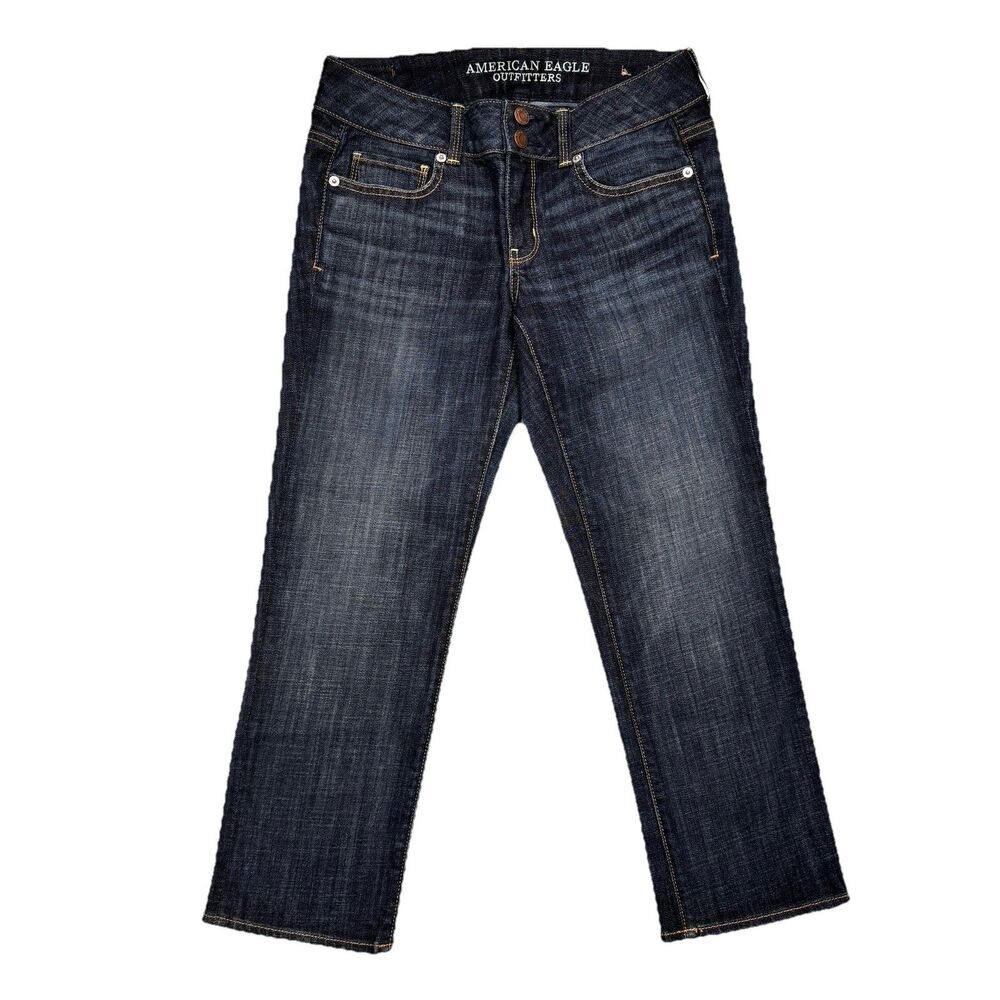 American Eagle Jeans Womens 4 Artist Crop Dark Blue Denim Measures 28 x 23